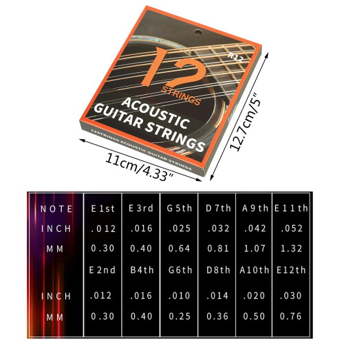 12Pcs Folk Guitar String Acoustic Guitar Strings for 12 String 2