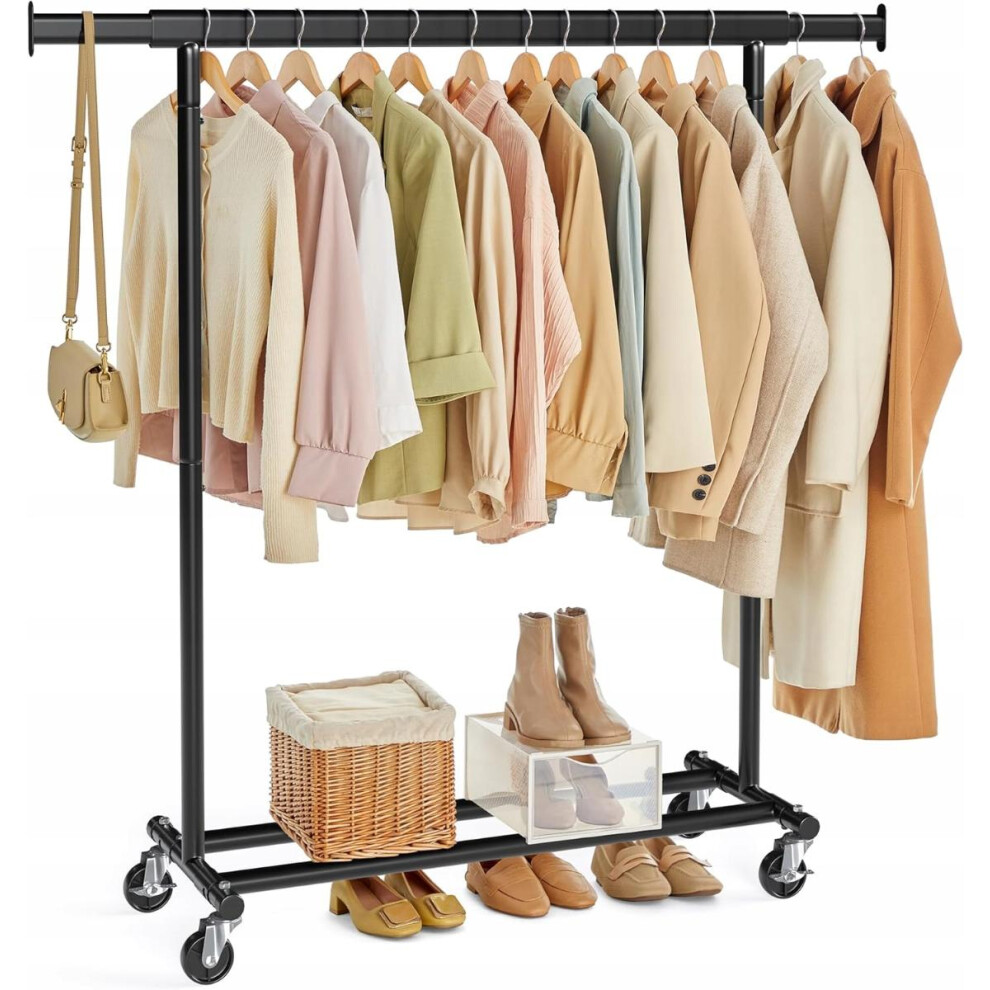 Men's Black Metal Clothes Hanger 90 Kg Load Capacity 160X132 Cm Arventa Style
