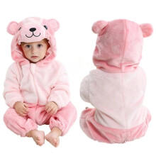 (Y, 2-5 Months) Winter Hooded Flannel Toddler Infant Clothes Overall Bodysuits Hoodie Costume