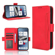 (For Nothing Phone 2a, Red) Skin Feel Calf Texture Card Slots Leather Phone Case 2025
