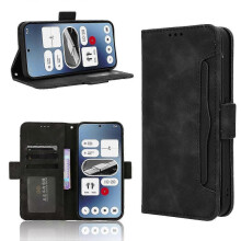 (For Nothing Phone 2a, Black) Skin Feel Calf Texture Card Slots Leather Phone Case 2025