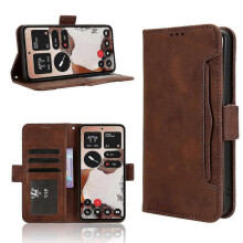 (For Nothing CMF Phone 2 Pro, Brown) Skin Feel Calf Texture Card Slots Leather Phone Case 2025