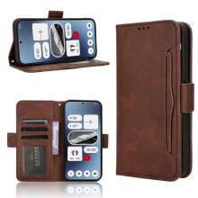 (For Nothing Phone 2a, Brown) Skin Feel Calf Texture Card Slots Leather Phone Case 2025