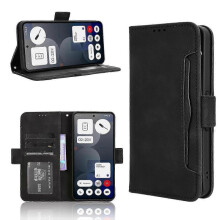 (For Nothing Phone 3a Pro, Black) Skin Feel Calf Texture Card Slots Leather Phone Case 2025