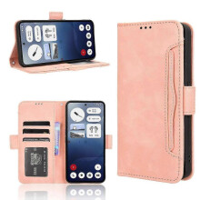 (For Nothing Phone 3a, Pink) Skin Feel Calf Texture Card Slots Leather Phone Case 2025