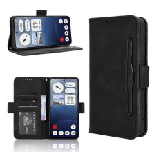 (For Nothing Phone 3a, Black) Skin Feel Calf Texture Card Slots Leather Phone Case 2025