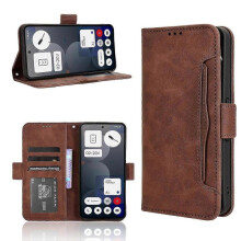 (For Nothing Phone 3a Pro, Brown) Skin Feel Calf Texture Card Slots Leather Phone Case 2025