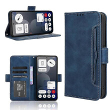 (For Nothing Phone 3a Pro, Blue) Skin Feel Calf Texture Card Slots Leather Phone Case 2025