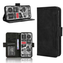 (For Nothing Phone 2, Black) Skin Feel Calf Texture Card Slots Leather Phone Case 2025