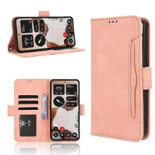 (For Nothing CMF Phone 2 Pro, Pink) Skin Feel Calf Texture Card Slots Leather Phone Case 2025