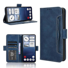(For Nothing Phone 3a, Blue) Skin Feel Calf Texture Card Slots Leather Phone Case 2025