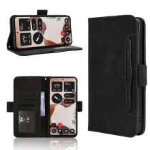 (For Nothing CMF Phone 2 Pro, Black) Skin Feel Calf Texture Card Slots Leather Phone Case 2025