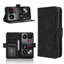 (For Nothing CMF Phone 1, Black) Skin Feel Calf Texture Card Slots Leather Phone Case 2025