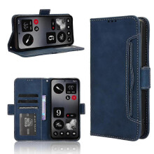 (For Nothing CMF Phone 1, Blue) Skin Feel Calf Texture Card Slots Leather Phone Case 2025