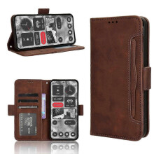 (For Nothing Phone 2, Brown) Skin Feel Calf Texture Card Slots Leather Phone Case 2025
