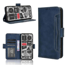(For Nothing Phone 2, Blue) Skin Feel Calf Texture Card Slots Leather Phone Case 2025