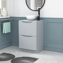 Nes Home Matte Grey 500mm Bathroom Freestanding Vanity Unit Round Ceramic Basin