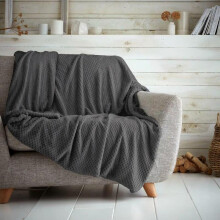 (Charcoal, Double - 150x200cm) Popcorn Waffle Blankets Fleece Luxury Honecombe Style Throws Travel Sofa Settee Bed Warm Cosy Extra Large Super Soft Throw Overs Blankets Fo