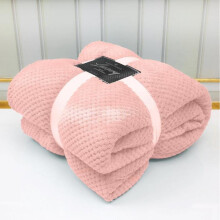 (Blush Pink, Double - 150x200cm) Popcorn Waffle Blankets Fleece Luxury Honecombe Style Throws Travel Sofa Settee Bed Warm Cosy Extra Large Super Soft Throw Overs Blankets Fo