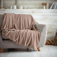 (Mink, Double - 150x200cm) Popcorn Waffle Blankets Fleece Luxury Honecombe Style Throws Travel Sofa Settee Bed Warm Cosy Extra Large Super Soft Throw Overs Blankets Fo