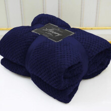 (Navy, Single - 130x150cm) Popcorn Waffle Blankets Fleece Luxury Honecombe Style Throws Travel Sofa Settee Bed Warm Cosy Extra Large Super Soft Throw Overs Blankets Fo
