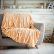(Peach, Double - 150x200cm) Popcorn Waffle Blankets Fleece Luxury Honecombe Style Throws Travel Sofa Settee Bed Warm Cosy Extra Large Super Soft Throw Overs Blankets Fo