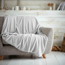 (Silver, King - 200x240cm) Popcorn Waffle Blankets Fleece Luxury Honecombe Style Throws Travel Sofa Settee Bed Warm Cosy Extra Large Super Soft Throw Overs Blankets Fo