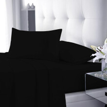 (Black, Pillowcase Pair Only) Flat Sheet Single Double King Super King Sizes Polycotton Wrinkle Fade Shrink Resistant Flat Sheets Ultra Soft Polycotton All Year Round Use