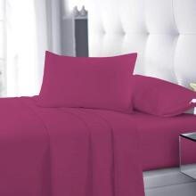 (Fuchsia, Single Flat Sheet) Flat Sheet Single Double King Super King Sizes Polycotton Wrinkle Fade Shrink Resistant Flat Sheets Ultra Soft Polycotton All Year Round Use