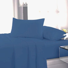 (Mid Blue, King Flat Sheet) Flat Sheet Single Double King Super King Sizes Polycotton Wrinkle Fade Shrink Resistant Flat Sheets Ultra Soft Polycotton All Year Round Use