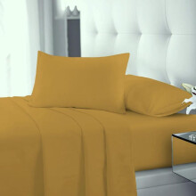 (Mustard, Super King Flat Sheet) Flat Sheet Single Double King Super King Sizes Polycotton Wrinkle Fade Shrink Resistant Flat Sheets Ultra Soft Polycotton All Year Round Use