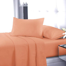 (Peach, King Flat Sheet) Flat Sheet Single Double King Super King Sizes Polycotton Wrinkle Fade Shrink Resistant Flat Sheets Ultra Soft Polycotton All Year Round Use