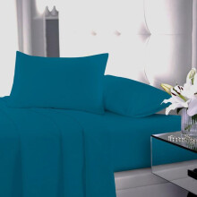 (Teal, Double Flat Sheet) Flat Sheet Single Double King Super King Sizes Polycotton Wrinkle Fade Shrink Resistant Flat Sheets Ultra Soft Polycotton All Year Round Use
