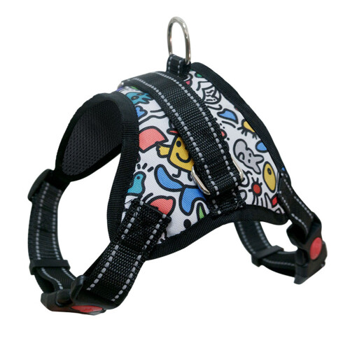 Imbracatura per cane stile sella M - Doodle colorato 1