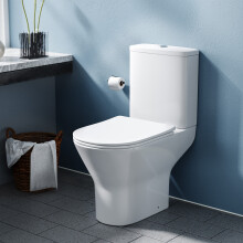 Nes Home Contemporary Round Rimless Close Coupled Toilet With Soft Close Seat