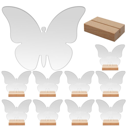 12tlg. transparente Schmetterling Tischkarten mit , leer