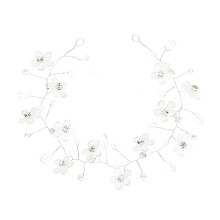 3Pcs Classic Bridal Headdresses White Lace Rhinestone Pearl Hair Decor