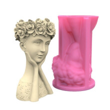 Silicone Clay Mold Flowerpot Molds Girl Shaped Pen Holder Mould
