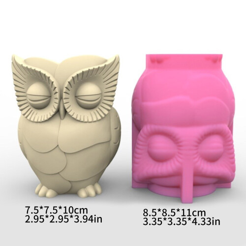 Owl Pen Holder Silicone Molds Table Ornament Mould Plaster 2