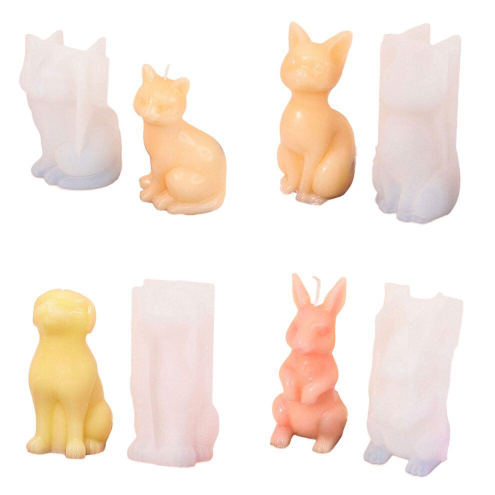 4 Pieces Cat Dog Rabbit Candle Mold for Candle Gypsum Ornaments-image-OPC-PKG2SCN-NEW