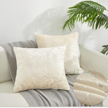 (Cream with Silver Marble, Cover+Filling) Riccardo Valeria Elegant Cuddle Cushion, Covers and Pad – Set of 2 with Luxurious Silver Marble Design, Ultra-Soft & Cozy Home Decor