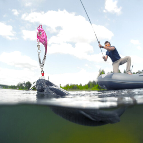 Zinklegierung drehender Federangelköder 8cm Pink 11g Schwimmköder 2