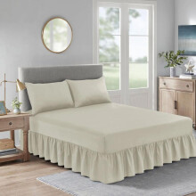 (Mocha, Single) 100% Polycotton 180 Thread Fitted Valance Sheet Pleated Extra Deep All Sizes Single, Double, King and Super King