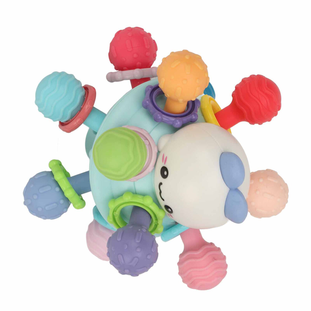 Baby Sensory Silicone Teething Ball | Educational Rattle & Chew Toy For Infants, Blue