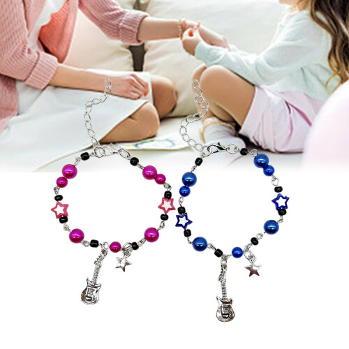 2Pcs Guitar Star Charm Bracelet Simple Beaded Bracelet Statement 1