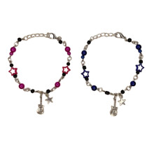 2Pcs Guitar Star Charm Bracelet Simple Beaded Bracelet Statement