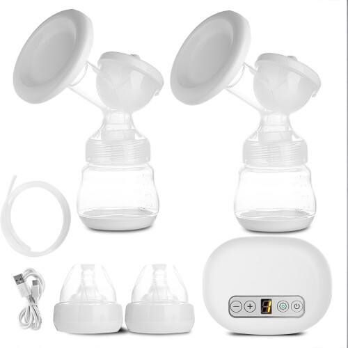 USB Dual Suction Breast Pump 10.5x8cm Automatic Adjustable White 1
