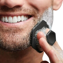 (Dark Gray, 1 Count) Silicone Face Scrubber, Portable Facial Cleaning Brush, Lightweight Mini Handheld Massage Brush, Men's Beard and Mustache Grooming Brush,