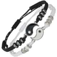 2 Pcs Matching Yin Yang Adjustable Cord Bracelet for Friendship