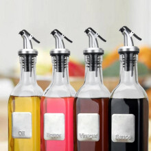 (Silver, one-size) 4pcs Kitchen Utensil Oil Bottle Pour Spout, Kitchen Sauce Bottle Spout, Replaceable Bottle Cap